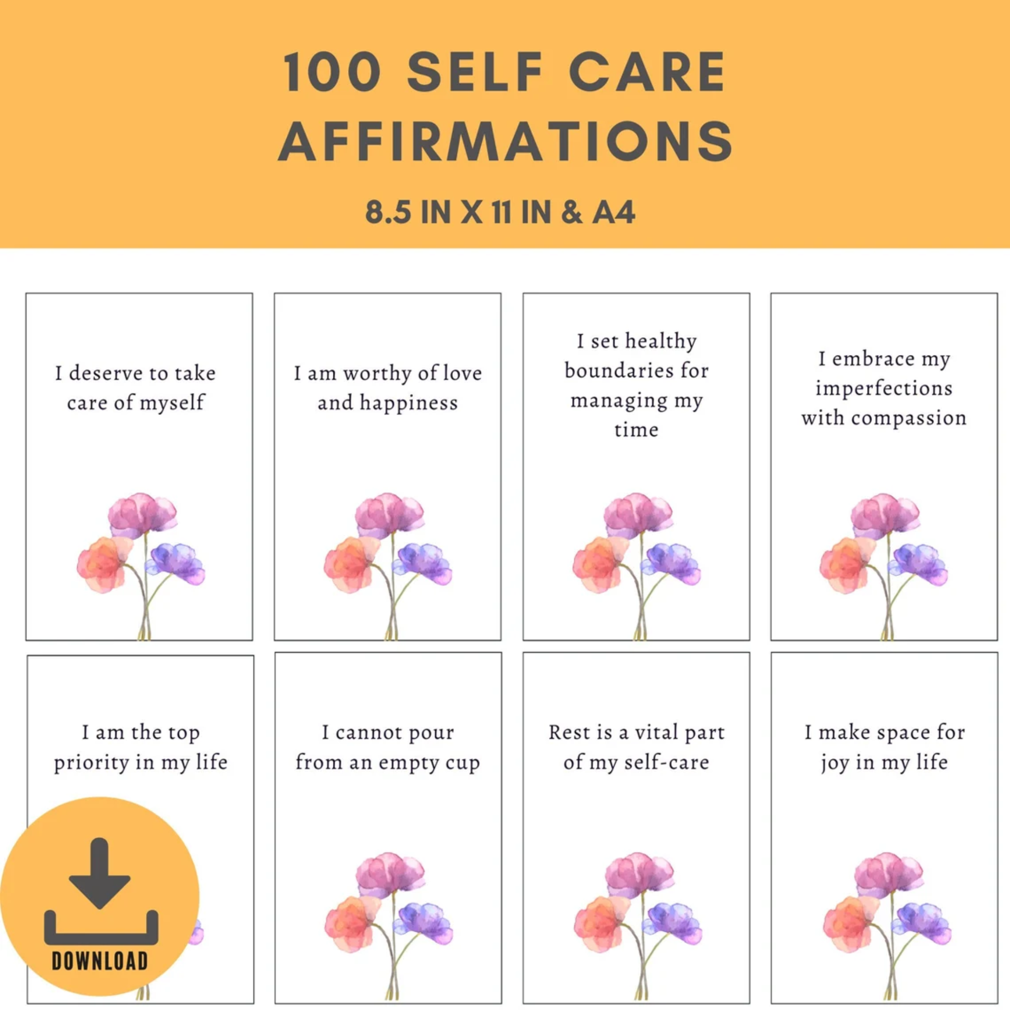 100 Self Care Affirmations - Soul Whisper Spirit